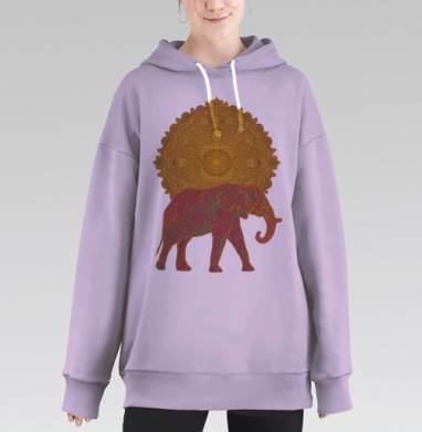 Слон, несущий Солнце, Hoodie Long Oversize Fiolet