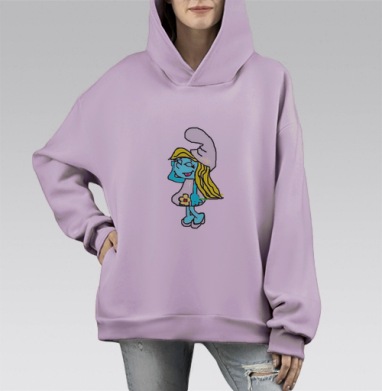 Смурфики  (жен.), Hoodie Mono Fiolet, оверсайз, утепленная