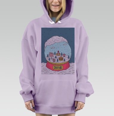 Снежный шар нового года, Hoodie Mjhigh Dig Mel, Fiolet, утепленная