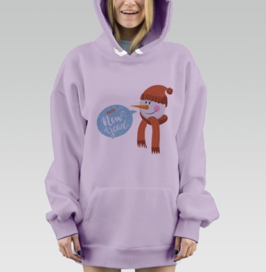 снеговик и новый год, Hoodie Mjhigh Dig Mel, Fiolet, утепленная
