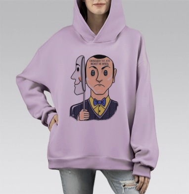 Снимайте маски, Hoodie Mono Fiolet, оверсайз, утепленная