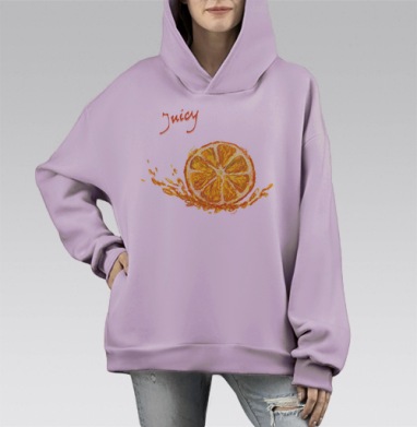 Сочный апельсин, Hoodie Mono Fiolet, оверсайз, утепленная