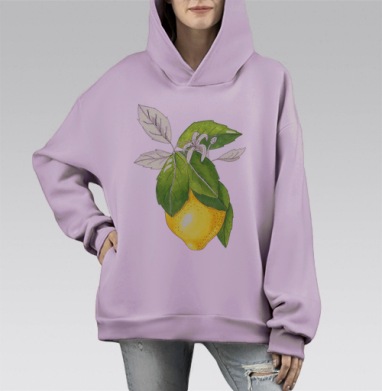 Сочный лимон, Hoodie Mono Fiolet, оверсайз, утепленная