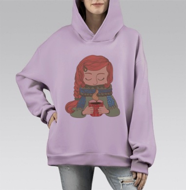 Согревающие вещи, Hoodie Mono Fiolet, оверсайз, утепленная