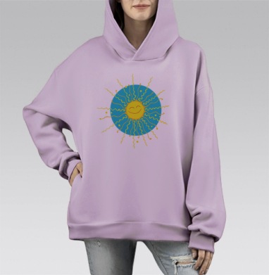солнце радо тебе, Hoodie Mono Fiolet, оверсайз, утепленная