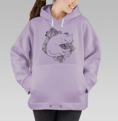 Сонный котище, Hoodie Oversize Fiolet