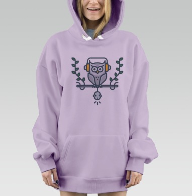 Сова и мышь, Hoodie Mjhigh Dig Mel, Fiolet, утепленная