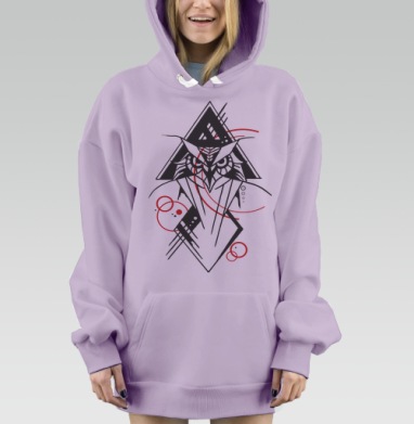 Сова в графике, Hoodie Mjhigh Dig Mel, Fiolet, утепленная