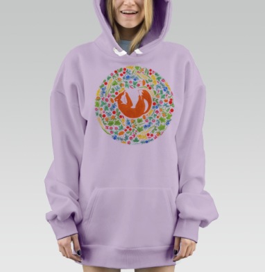 Спящая лиса в тундре, Hoodie Mjhigh Dig Mel, Fiolet, утепленная