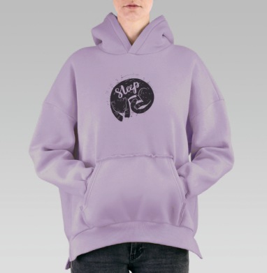 Спящий котэ, Hoodie Oversize Fiolet, утепленная