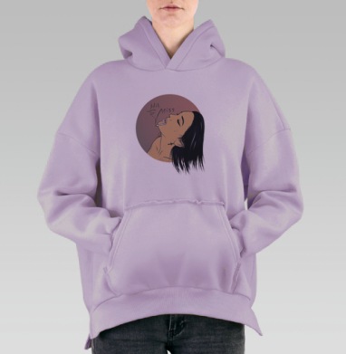 Стильный портрет женщины с сигаретой в поп-арт стиле, Hoodie Oversize Fiolet, утепленная