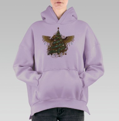 Стимпанк рождественская елка с механическими крыльями, Hoodie Oversize Fiolet, утепленная