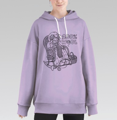 стопроцентная шерсть, Hoodie Long Oversize Fiolet