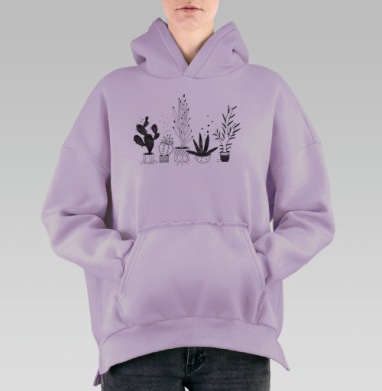 Суккуленты, Hoodie Oversize Fiolet, утепленная