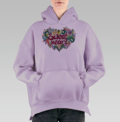Sweetheart / Сердечко, Hoodie Oversize Fiolet, утепленная