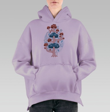 Таинственный Дудл-Арт: Лес Призраков, Hoodie Oversize Fiolet, утепленная
