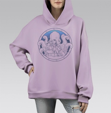 Тайны океана, Hoodie Mono Fiolet, оверсайз, утепленная