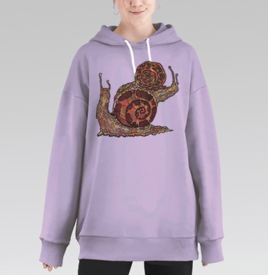 Теплая пара улиток с красно-коричневым панцирем, Hoodie Long Oversize Fiolet