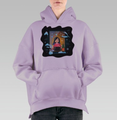 Теплая зима, Hoodie Oversize Fiolet, утепленная