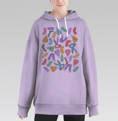 Тёплые зимние аксессуары для уюта и стиля, Hoodie Long Oversize Fiolet