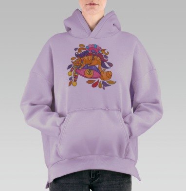The light of fun / Свет веселья, Hoodie Oversize Fiolet, утепленная