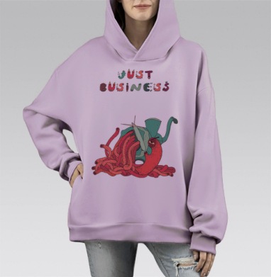 Только бизнес, Hoodie Mono Fiolet, оверсайз, утепленная