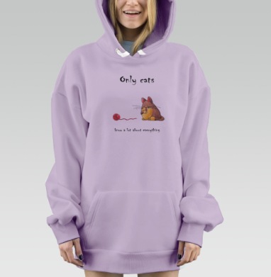 Только котики знают все, Hoodie Mjhigh Dig Mel, Fiolet, утепленная