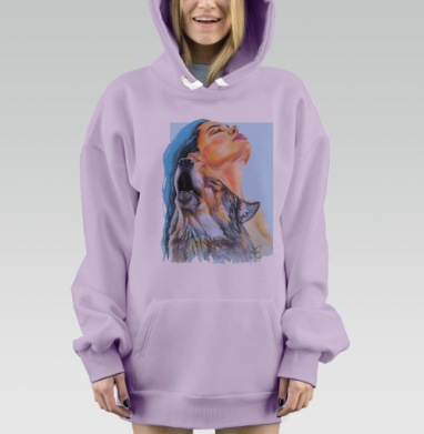 Тотем волк, Hoodie Mjhigh Dig Mel, Fiolet, утепленная