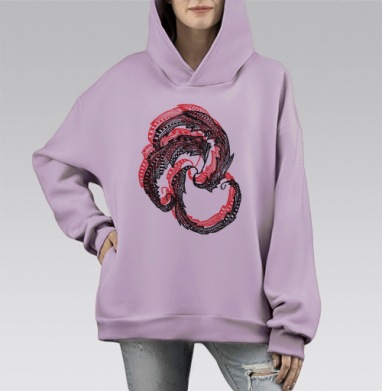 Три пера, Hoodie Mono Fiolet, оверсайз, утепленная
