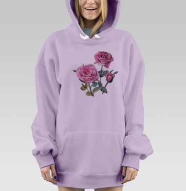Три розовые розы, Hoodie Mjhigh Dig Mel, Fiolet, утепленная