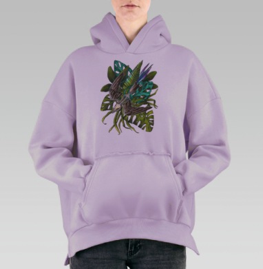 Тропический микс, Hoodie Oversize Fiolet, утепленная