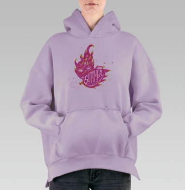 Тропики и лето, Hoodie Oversize Fiolet, утепленная
