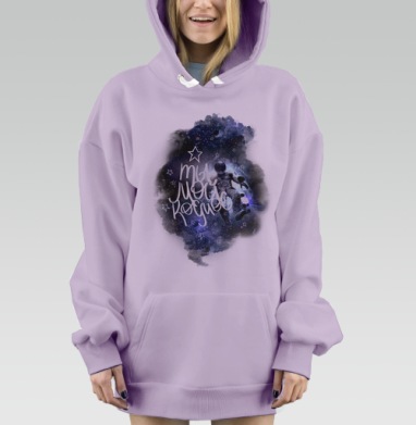 ТЫМОЙКОСМОС, Hoodie Mjhigh Dig Mel, Fiolet, утепленная
