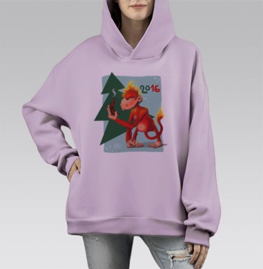 Удачи в Новом Году, Hoodie Mono Fiolet, оверсайз, утепленная