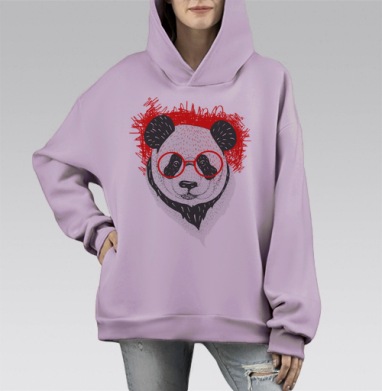 Умный панда, Hoodie Mono Fiolet, оверсайз, утепленная