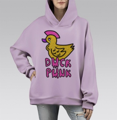 Утка Панк, Hoodie Mono Fiolet, оверсайз, утепленная