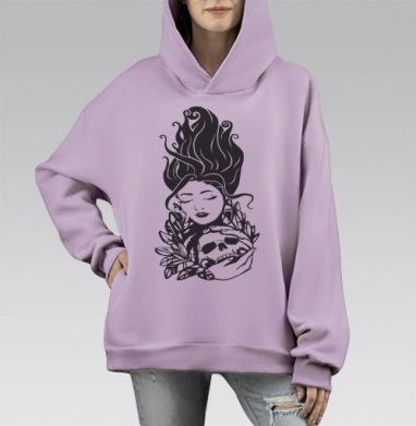 В обьятьях смерти, Hoodie Mono Fiolet, оверсайз, утепленная