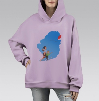 В погоне за ветром, Hoodie Mono Fiolet, оверсайз, утепленная