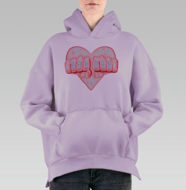 Ван лав, Hoodie Oversize Fiolet, утепленная
