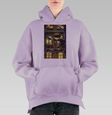 Вечерняя сова, Hoodie Oversize Fiolet, утепленная