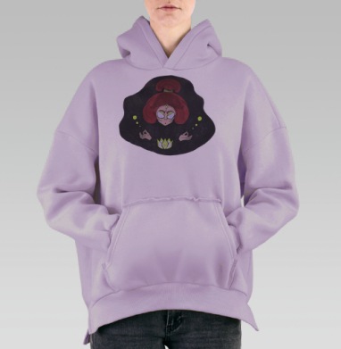 Ведьма медитирует, Hoodie Oversize Fiolet, утепленная