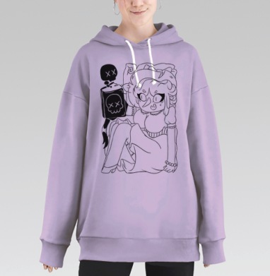 Ведьмочка Близнец с Книжкой, Hoodie Long Oversize Fiolet