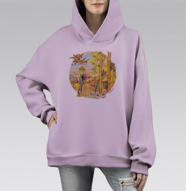 Великое искусство света и тени, Hoodie Mono Fiolet, оверсайз, утепленная
