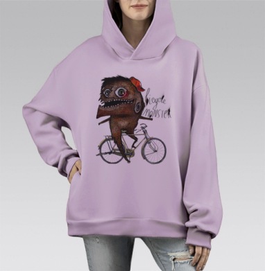 Веломонстр, Hoodie Mono Fiolet, оверсайз, утепленная