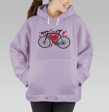 Велосипед «Love» с яркими акцентами в поп-арт стиле, Hoodie Oversize Fiolet