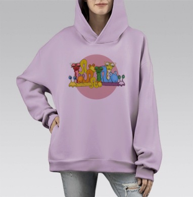 Веселая компания, Hoodie Mono Fiolet, оверсайз, утепленная