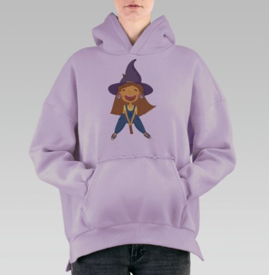 Веселая ведьмочка в костюме для детей, Hoodie Oversize Fiolet, утепленная