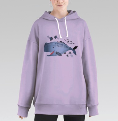 Весёлые киты, Hoodie Long Oversize Fiolet