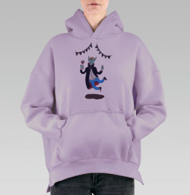 Веселый вампир в короне для праздника, Hoodie Oversize Fiolet, утепленная