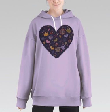 Весеннее сердце, Hoodie Long Oversize Fiolet